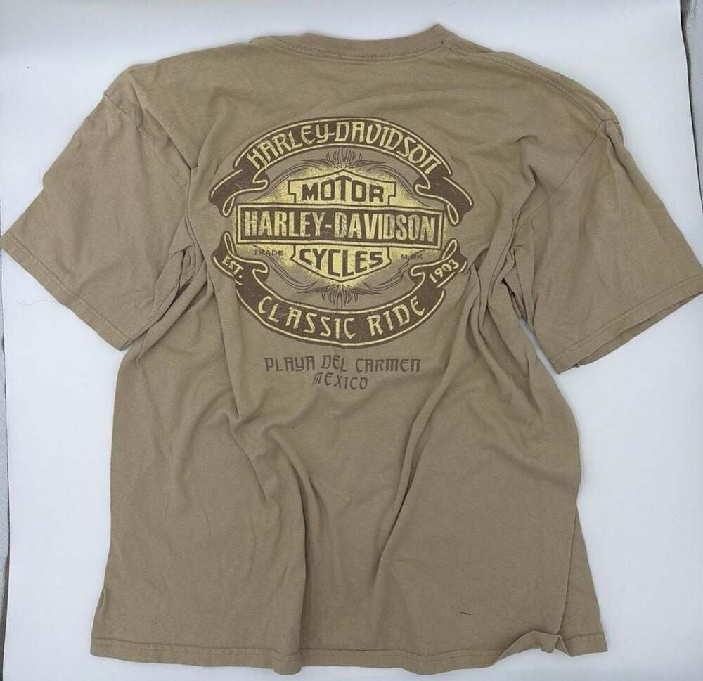 Harley-Davidson Playa Del Carmen Mexico Classic Ride Graphic T-Shirt Tan